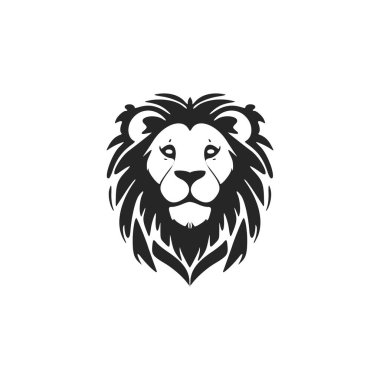 Trendy black and white cute lion logo. Good for brands.