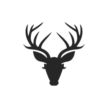 The chic black white vector logo of the deer. Isolated on a white background.