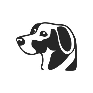 Elegant black white vector logo dog. Isolated on a white background.