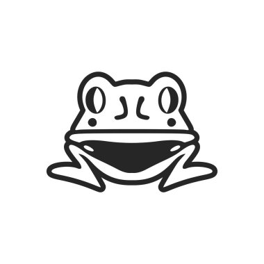 Exquisite black white vector logo of the toad. Isolated.