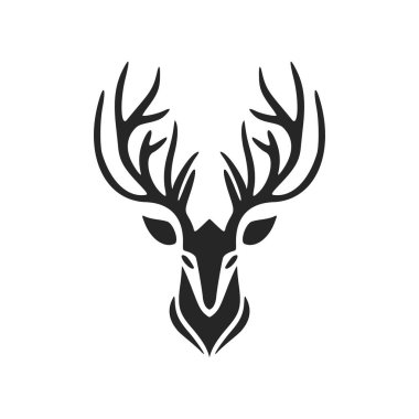 Stylish simple black white vector logo of the deer. Isolated on a white background.