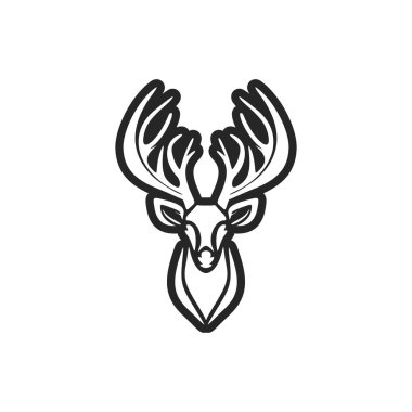 An elegant simple black white vector logo of the deer. Isolated on a white background.