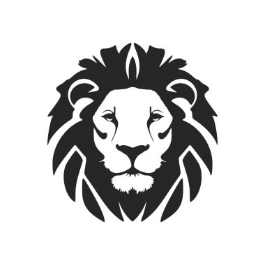 Exquisite a simple black white vector logo of the lion. Isolated.