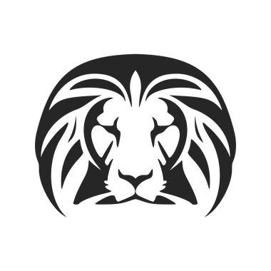 The graceful black white vector logo of the lion. Isolated.