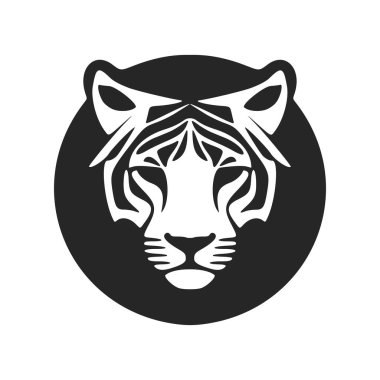 Stylish simple black white logo tiger. Isolated.
