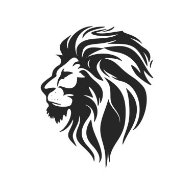 Elegant, simple black white vector logo of the lion. Isolated.