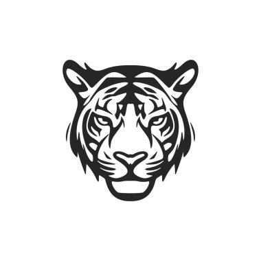 Stylish black white vector logo tiger. Isolated on a white background.