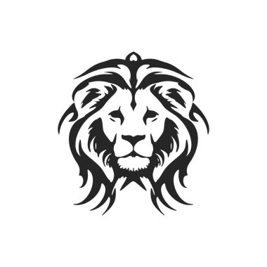 A graceful black white logo of the lion. Isolated.