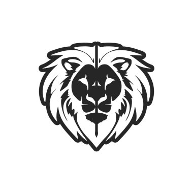 Stylish simple black white vector logo of the lion. Isolated on a white background.
