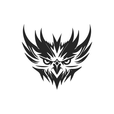 Delicate black owl logo. Isolated on a white background.