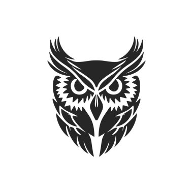 Cool black vector owl vector logo. Isolated.