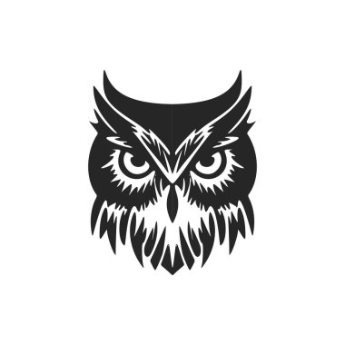 The elegant black white vector logo of the owl. Isolated.