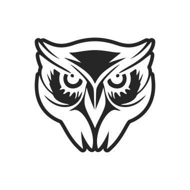 A chic simple black owl logo. Isolated on a white background.