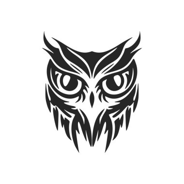 Exquisite a simple black white vector logo of the owl. Isolated on a white background.