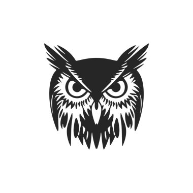 Elegant black owl logo. Isolated on a white background.