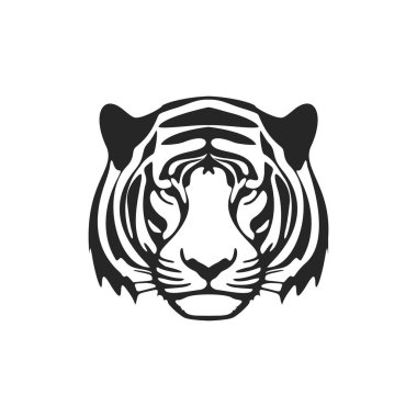 A chic simple black white vector logo tiger. Isolated.