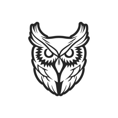 The refined black white vector logo of the owl. Isolated.