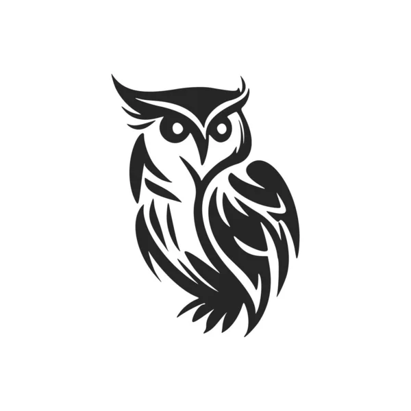 A chic simple black owl logo. Isolated on a white background.