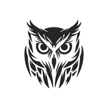 A chic black owl logo. Isolated.
