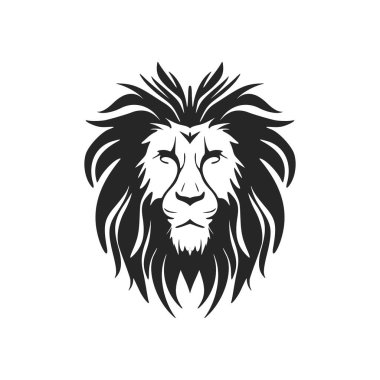 A chic simple black white vector logo of the lion. Isolated.