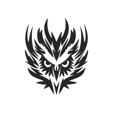 A graceful simple black white vector logo of the owl. Isolated.