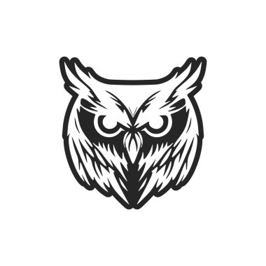 Exquisite simple black owl logo. Isolated on a white background.