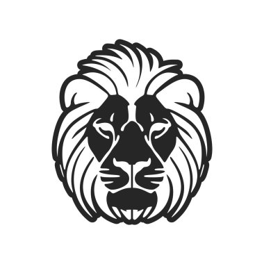 Stylish simple black white vector logo of the lion. Isolated.