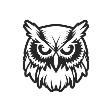 Cool black owl logo. Isolated on a white background.