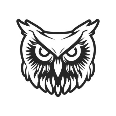 The refined black white vector logo of the owl. Isolated on a white background.