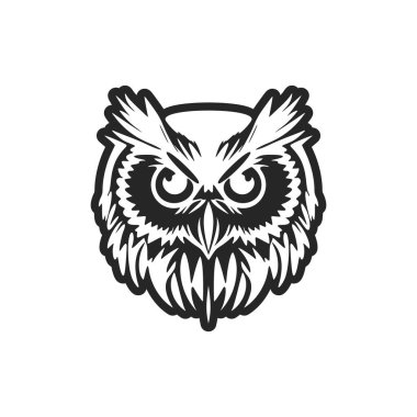 A graceful black owl logo. Isolated.