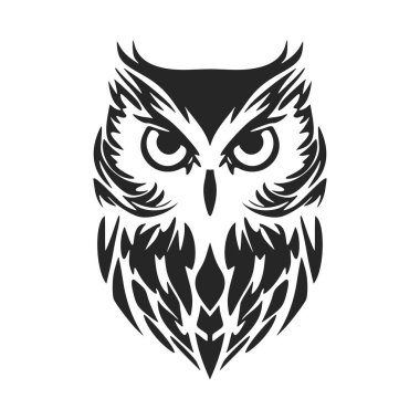 Stylish simple black owl logo. Isolated.