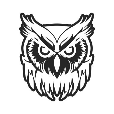 Chic black white vector logo of the owl. Isolated on a white background.