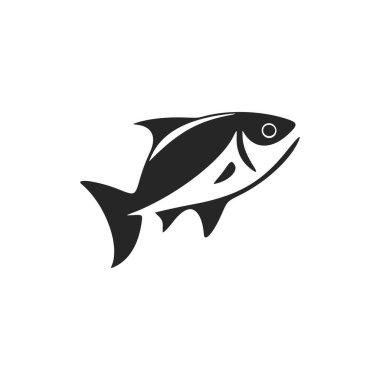 Black and white vector fish logo.