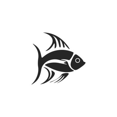 Black and white vector fish logo.
