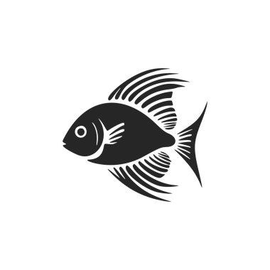 Black and white vector fish logo.