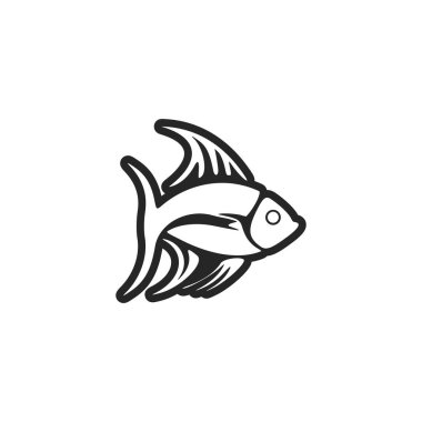 Black and white vector fish logo.