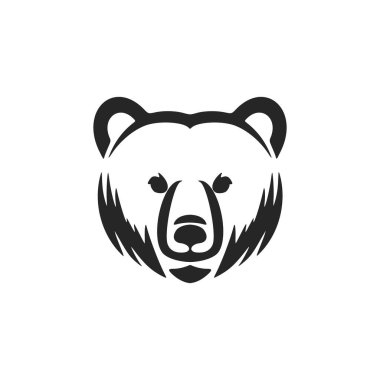 A stylish black and white bear logo, in vector format.