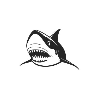 Black and white shark logo a stylish addition to your brand identity.