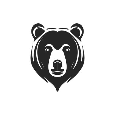 An stylish black and white bear logo in vector format.