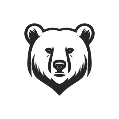 Classy black and white bear emblem vector logo.