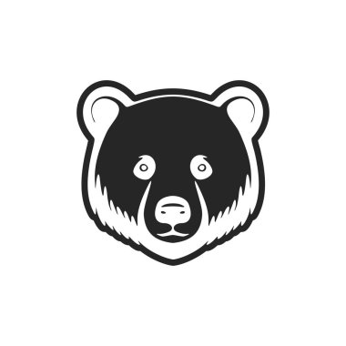 A stylish black and white bear vector logo.
