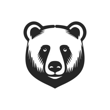 White and black bear vector logo sleek and stylish.