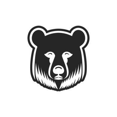 Stylish black and white bear icon logo vector.