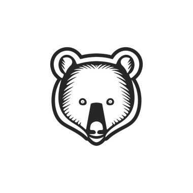 Sleek black and white bear vector logo.