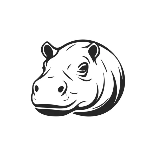 Logo Eines Eleganten Schwarz Weißen Nilpferdvektors Perfekt Your Brand — Stockvektor