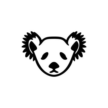 Siyah ve beyaz renklerden oluşan vektör koala logosu.