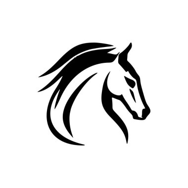 Siyah beyaz bir atın vektör logosu