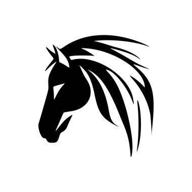 Siyah beyaz bir atın vektör logosu