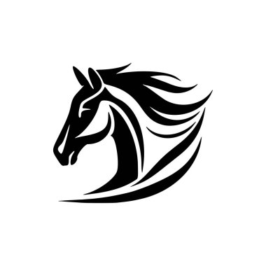 Siyah beyaz vektör şeklinde bir at logosu