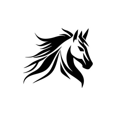 A logo of a vector horse in black and white. clipart